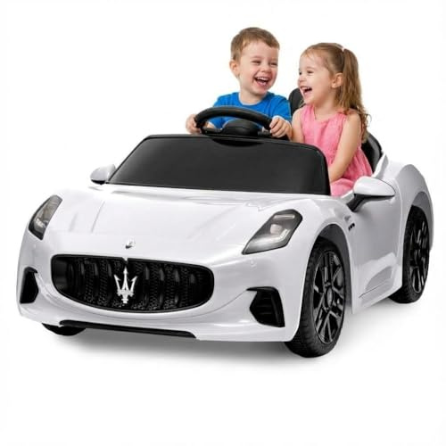 Ride on Car, Licensed Maserati Gran Cabrio, 12v Battery Powered Electric Toddler Car with Remote Control, Battery Powered Ride on Toys, Motorized Vehicles for Kids 1-3 Ages, White