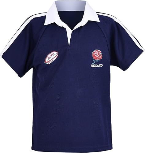 New Model UK England Rugby Half Sleeve Unisex Kids T-Shirt | Button Down Collar Style | Size 22 to 33