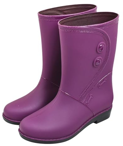 Genérico Botas De Agua Mujer Caña Alta, Botas De Goma Mujer, Talla Grande Antideslizante Impermeables Ligero Galochas Monocromo Holgados Casual Moda Cómodo Botas Adecuado Para Clima Frío