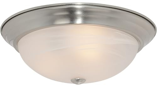 Designers Fountain 15 in Modern 3-Light Flush Mount Ceiling Light, Satin Platinum with Alabaster Glass Shade, 1257L-SP-AL