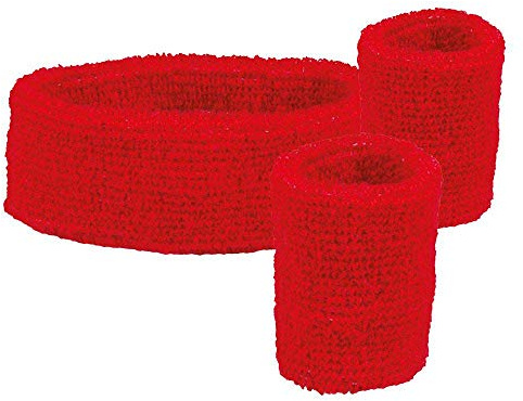 Boland - Cintas para el sudor, 1 cinta para la cabeza y 2 muñequeras, talla única, deporte, accesorio, años 80, chándal, tenista, disfraz, fiesta temática, carnaval