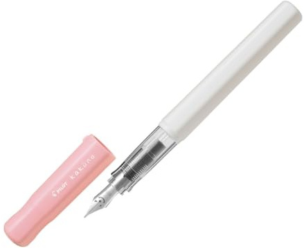 Pilot Kakuno Medium-Nib Fountain Pen, White Body Soft Pink Cap Body (FKA-1SR-SPM)