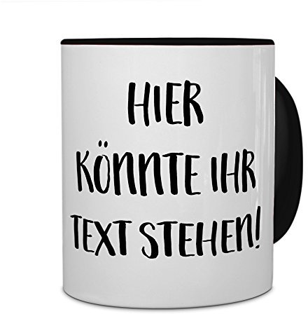 printplanet® - Tasse mit eigenem Text bedrucken lassen - Kaffeebecher mit Wunschtext oder Spruch personalisieren - Becher Schwarz