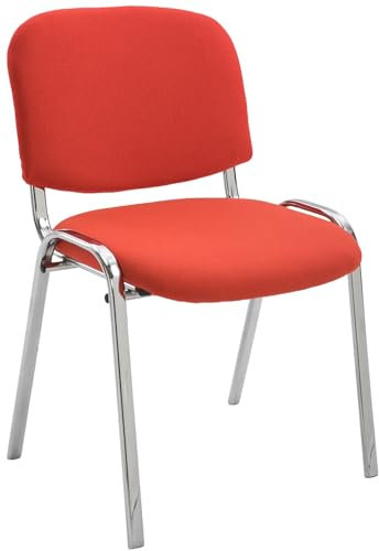 CLP Konferenzstuhl Ken Chrom mit hochwertiger Polsterung und Stoffbezug I Stapelstuhl mit robustem Metallgestell in Chromoptik, Farbe:rot