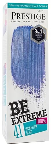 Vip's Prestige Be Extreme | Semipermanenter Haartonisierer 41 Hawaiian Blue | Reines Pigment | Verleiht gefärbten oder grauen Haaren Farbe | Temporäres Ergebnis | Ammoniakfrei, Parabenfrei, PPD-frei