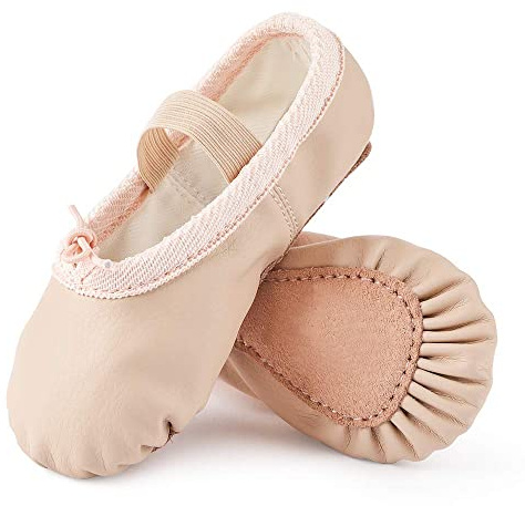Toddler Ballet Shoes Baby Ballet Slippers Leather Full Sole Girls Kids Dance Ballerina Shoes(Beige/5 Toddler)