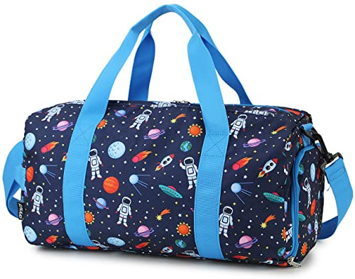 Kids Duffle Bag for Boys,RAVUO Water Resistant Travel Bag Overnight Bag Weekender Carry On Bag for Gym Sport with Shoe Compartment and Wet Pocket Space