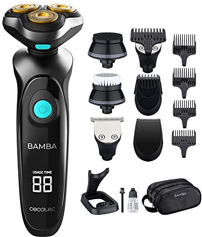 Cecotec Rasoio Multigrooming PrecisionCare TwistGroom 10in1 Base di ricarica, batteria al litio, lame in acciaio inox con rivestimento in titanio, display digitale e impermeabile