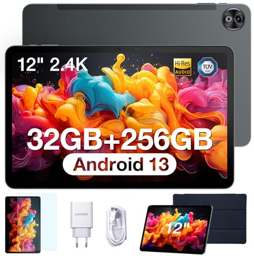 DOOGEE T20 Ultra Tablet 12 Pollici, 32GB RAM + 256GB ROM (2TB TF), 10800mAh, Helio G99 Octa-Core 2.2GHz Tablet Android 13, 2.4K Display, Tablet PC Dual SIM 4G LTE/5G WiFi/GMS/GPS/Widevine L1, Grigio
