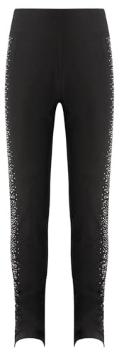 Aislor Collant Skating Staffa Bambina Calzamaglia Pattinaggio Artistico su Ghiaccio Collant da Balletto Danza Classica Convertibili Leggings Sportivi Elasticizzati A Nero 7-8 Anni