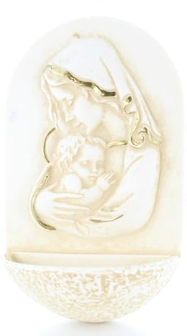 Palais du Rosaire Bénitier Vierge Mère en résine 13cm - Bénitier - Culte Chrétien en Résine