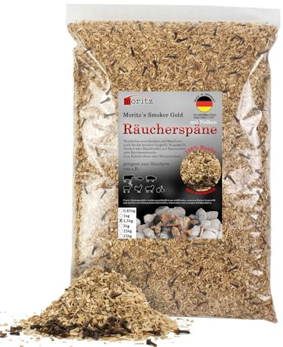 Moritz 2,5 kg virutas para ahumar Haya con Clavo Fino 0,75-2 mm ahumar I ahumar en frío Pescado Carne Salchicha Queso Verduras también para Barbacoa I Asar harina para ahumar