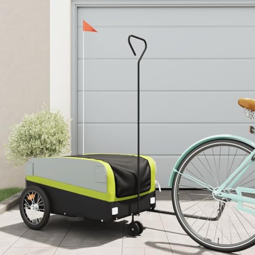 CIADAZ Cykelvagn svart och grön 45 kg järn, cykelkärra, lastvagn, handvagn, cykellastvagn, lastcykel – 94074
