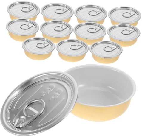 BRIGHTFUFU 12 Latas Vacías De Aluminio Herméticas Para Almacenamiento De Alimentos Recipientes Para Postres Y Pasteles Latas Pequeñas Con Tapa Para Mantener La Frescura