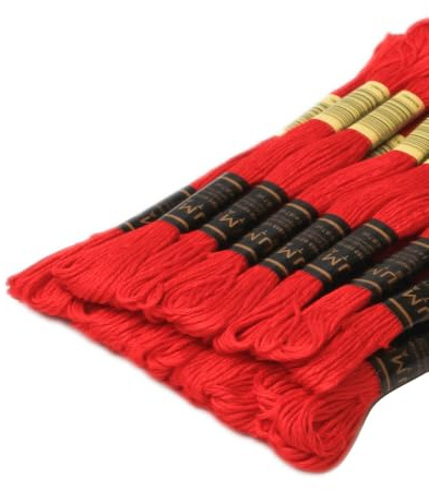 UMC STAG Pack of 24 Premium Embroidery Thread | 100% Egyptian Cotton Premium Skeins | Cross Stitch Embroidery Floss | Oeko TEX Certified Stranded Cotton | Ideal for Arts & Crafts (24 Skeins Red)