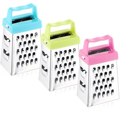 AOZUO 3 pcs mini grattugie quadrate, mini grattugie per formaggio in acciaio inox, grattugie multifunzionali con manico per cioccolato, limone, noce moscata, formaggio, zenzero, verdure