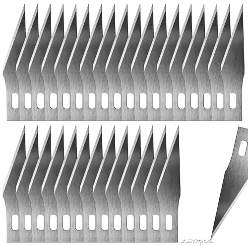 Skalpell Klingen, 120 Stück Bastelmesser Skalpell Set, Bastelmesser Klingen, Skalpell Ersatzklingen, Hobbymesser, Bastellmesser, Präzisions Modelbau Messer, Skalpell Basteln, Kohlenstoffstahl