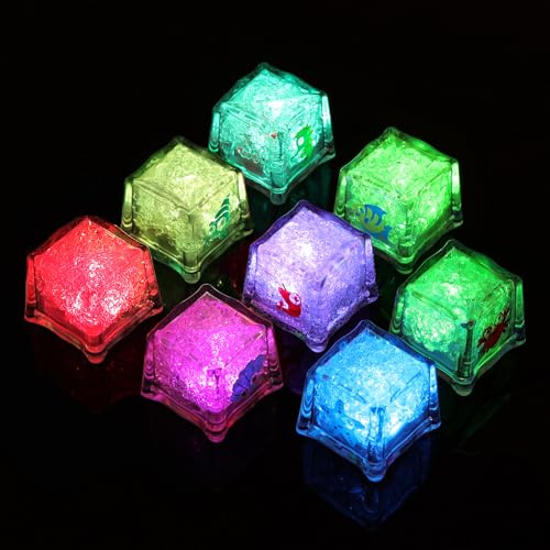 Aolso Giocattoli da Bagno per Bambini,8 PCS LED Cubetti di Ghiaccio per Bambini,Giochi Bagnetto con Grafica di Vita Marina per Bambini,Giochi Bagnetto Neonato Antimuffa per Ragazzi Ragazze