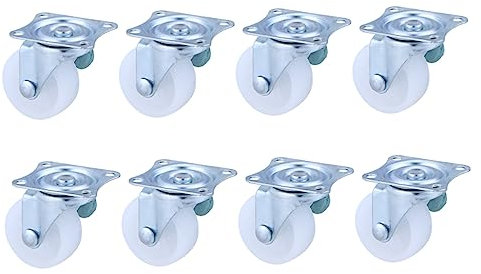 ULTECHNOVO Juego de 8 Ruedas de Acero de 1 5 Pulgadas Ruedas Giratorias de Nailon para Equipos Pequeños Sillas de Oficina Madera Dura Color Plateado Y