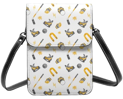 Pequeños bolsos cruzados para mujer, patines de hockey, palo, casco, teléfono celular, bolsa cruzada tipo cartera