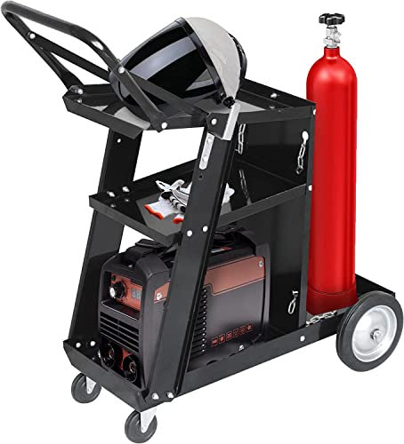 3-Tier Welding Cart with Swivel Wheels, MIG TIG Plasma Cutter Welder Cart