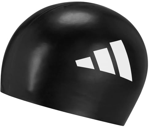 adidas Unisex ADIDAS Kids 3-Stripes Swim Cap, Black/White, One Size