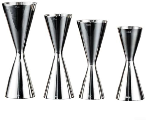 Jigger in acciaio inox in stile giapponese per misurare 30/45 ml e 30/60 ml per cocktail perfetti (60/90 ml)