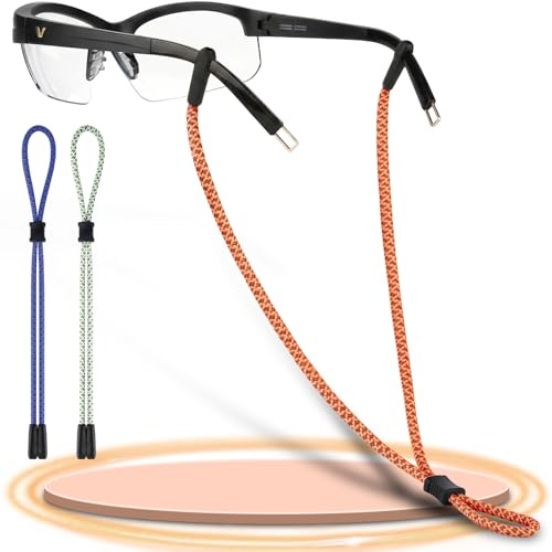 Pamofuper Cordones para Gafas Deportivas| 3 Piezas Ajustable Cordon Gafas | Reflectante | Doble Agujero | Antideslizante Sujeta Gafas para Ciclismo y Running al Aire Libre