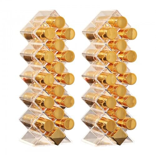Paquete de 2 soportes para pintalabios, organizador de maquillaje de 32 compartimentos para pintalabios, brochas y cosméticos, caja de almacenamiento para dormitorio, sala de estar y escritorio
