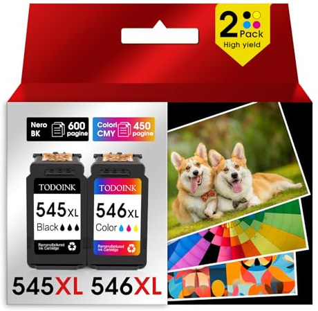 TODOINK 545XL 546XL Cartucce Cartucce d'inchiostro Sostituzione per Canon 545 546 XL Multipack per Pixma MX490 MX495 MG2550s MG2550 TS3150 TS3151 TS3350 TR4550 TR4551