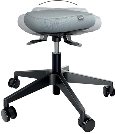 Leitz Ergo Active Höhenverstellbarer Sitzhocker (47–60 cm) mit Rollen, Bürohocker mit Sitzpolster, Ergonomischer Drehhocker für Zuhause, Büro, Freizeit und Hobby, Ergo-Serie, Schwarz, 65770095