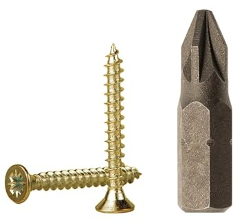 SKIR'CO (500 st) Gulförzinkad stålplåt 2,5 x 20 mm träskruv, spånskiveskruv, PZ helgängad, Pozidriv försänkt huvud