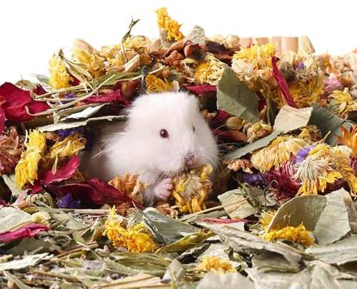 Bunny Litière – 100 g Fleurs séchées en Papier Litière pour Petits Animaux | Absorbe l'humidité Mat Parfums Longue durée Décoration de l'habitat apaisant pour Petits furets, Poules, Cage Chat – pour