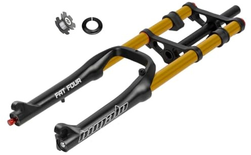 HIMALO 20 Pulgadas 4,0 Horquilla Fat Bike Recorrido 120mm Horquilla Suspensión Air Bicicleta Rebote Ajustable 1-1/8 Recta Horquilla Delantera E-Bike Cierre Rápido 9x135mm Bloqueo Manual(Gold)
