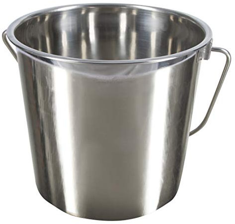 Kerbl Edelstahleimer (Fassungsvermögen 5,7 l, innen und außen hochglanzpoliert, mit Tragegriff) 29375