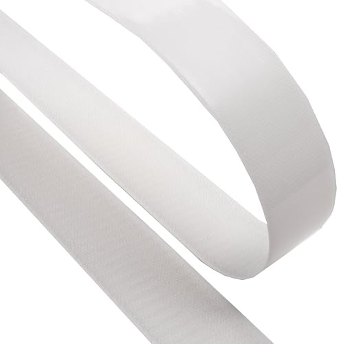MASHPAPER Självhäftande kardborrband 25 m | vitt eller svart | brett fritt valbar | fluffigt band eller krok (50 mm krokband, vit)