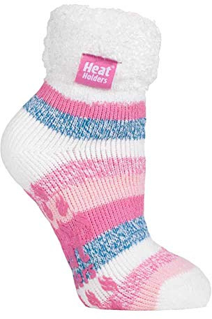 HEAT HOLDERS - Ladies Extra Soft Fluffy Non Slip Thermal Low Cut Ankle Slipper Lounge Bed Socks with Grips
