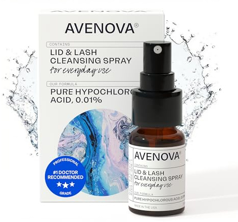 Avenova Direct for Eyelids and Eyelashes, Styes, Dry Eyes, Blepharitis, Meibomian Gland Dysfunction, and Red Eyelids, 0.01% Hypochlorous Acid Spray Solution, 20mL (0.68 oz)