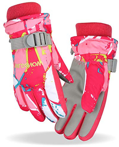 Fengzio Skihandschuhe für Kinder wasserdichte und Winddichte Winterhandschuhe Warm Sporthandschuhe Snowboard Handschuhe für Outdoor-Sport in Winter Fahrradhandschuhe Warme Handschuhe