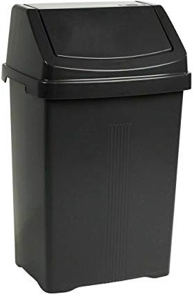 Optimal Products Plastic Swing Bin 50 15 25 8 Litre Home/Office/Kitchen Rubbish Waste Dustbin Trash Swing Lid Bin (Midnight Black, 25l Litre)
