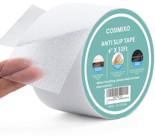 COSIMIXO 4 x 33Ft Clear Anti Slip Tape Waterprooft, Non-Slip Stair Treads Tape Traction, Boats, Stairs, Transparent, Soft, Comfortable for Bare feet