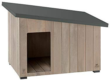 Ferplast Hundehütte kleine Hunde ARGO 60 aus FSC-Holz, Hundehaus Outdoor Wetterfest, Isolierende Kunststofffüße, 70 x 55 x h 52 cm.