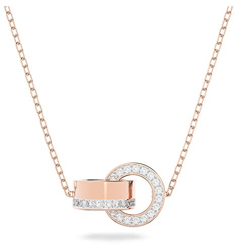 Swarovski Hollow Pendant Small White Rose Gold-Tone Plated Necklace 5636496