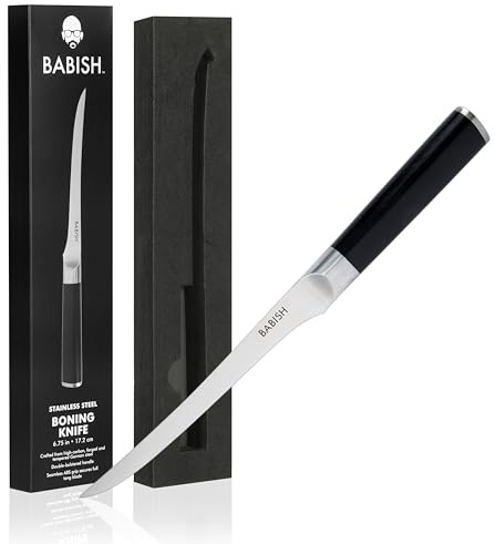 Babish 8-Inch Boning Knife – High-Carbon 1.4116 German Steel Kitchen Knife – Professional Cutlery for Precise Meat and Fish Deboning