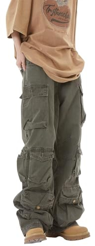 Baggy cargobyxor för kvinnor Y2K kläder flera fickor avslappnad passform jeans fe grunge kläder Alt Emo streetwear