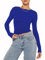 OYIGELZ Damen Langarmshirt Rundhals Slim Fit Y2K Oberteile Basic Crop Tops Casual Streetwear t Shirt(Saphirblau-06,M)