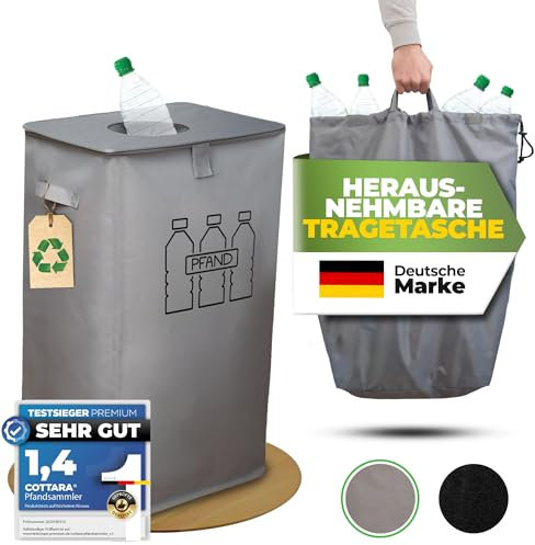 COTTARA Récipient de collecte de bouteilles consignées avec couvercle, collecteur de bouteilles stable, conteneur de consigne pratique avec insert, collecteur de consignes, rangement pour cuisine