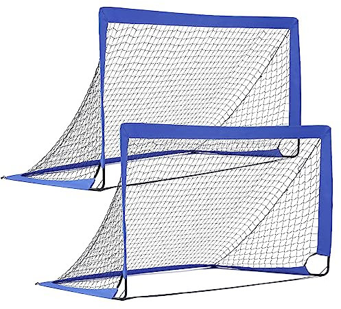 TLSUNNY 2er Set Fußballtor Kinder für Garten,180 x 90 x 90 cm, Schneller Aufbau, Fussballtor klappbar, Fußballnetz Inklusive Tragetasche, Geeignet für Garten, Hof, Strand