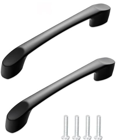 selcouth yyds 2 Pack Kitchen Cupboard Handles Black Cupboard Handles 96 mm (3.8inch) Hole Center Kitchen Handles Pulls for Cabinets and Drawers
