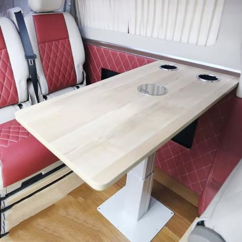 TRUNXUCL Wohnmobil Tisch mit Einstellbarer Höhe, RV Hubtisch, Klapptisch Outdoor für Camper Van Anhänger, für Umgebaute Wohnmobile zu Hause, Outdoo Camping Picknick (Color : Wit)